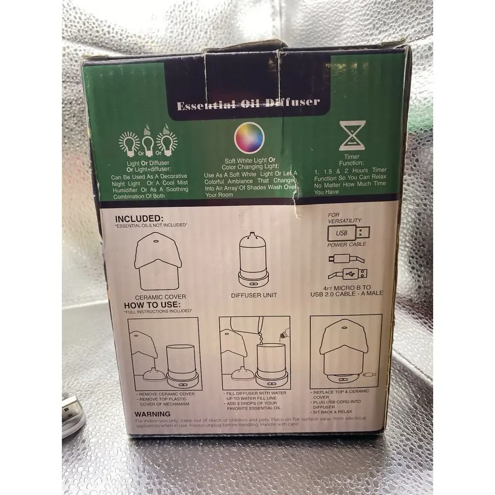 HOME FRESH Essential Oil Diffuser Ceramic Gingerbread House USB Cool Mist Timer